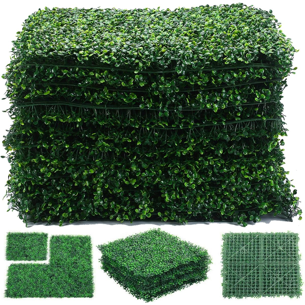 sumunior Wall Fake Green Artificial Plant Mat 12 Pieces 60X40cm/Sheet Fake Green Wall Greening Wall Hanging Artificial Wall Lawn Realistic Plant Wall Decor Indoor/Outdoor Use Mat Privacy Fence Home Decoration Green Screen Lawn Mat