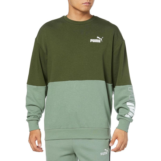 [PUMA] Fleece Sweatshirt POWER Color Block Crew Sweatshirt TR 677683 Men's