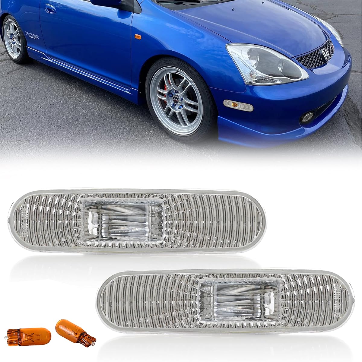 DEPO 2002-2005 Honda Civic SI EP3 / EP 3 Door Clear Front Bumper Side Marker Light
