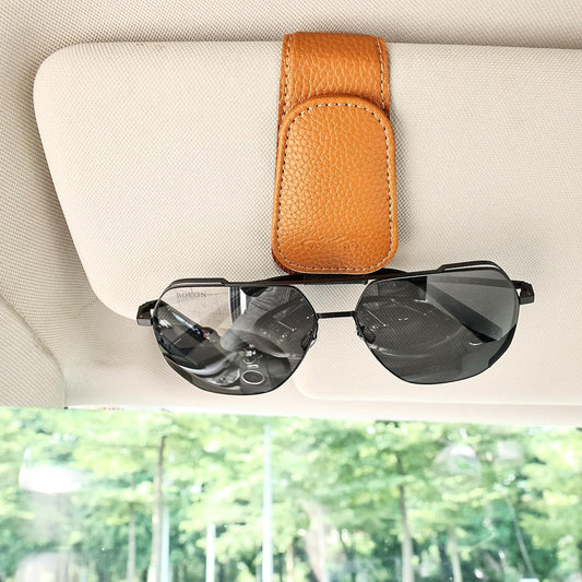 AMOOCA magnetic leather sunglasses holder car SUV sun visor glasses hanger clip car INTERRIOR glasses storage mount