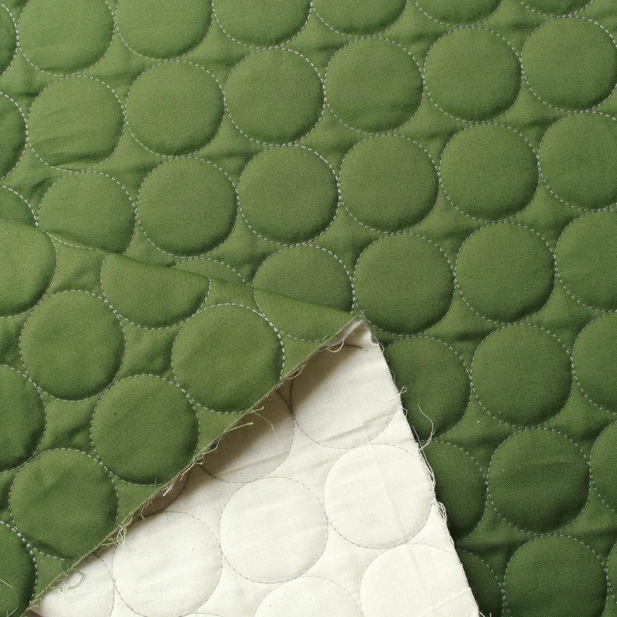 Nippon Chuko Circle Stitch Quilting Fabric -Circle- Khaki x Gray 3M Cut CIRQL-15-3M Fabric Design Stitch Quilting