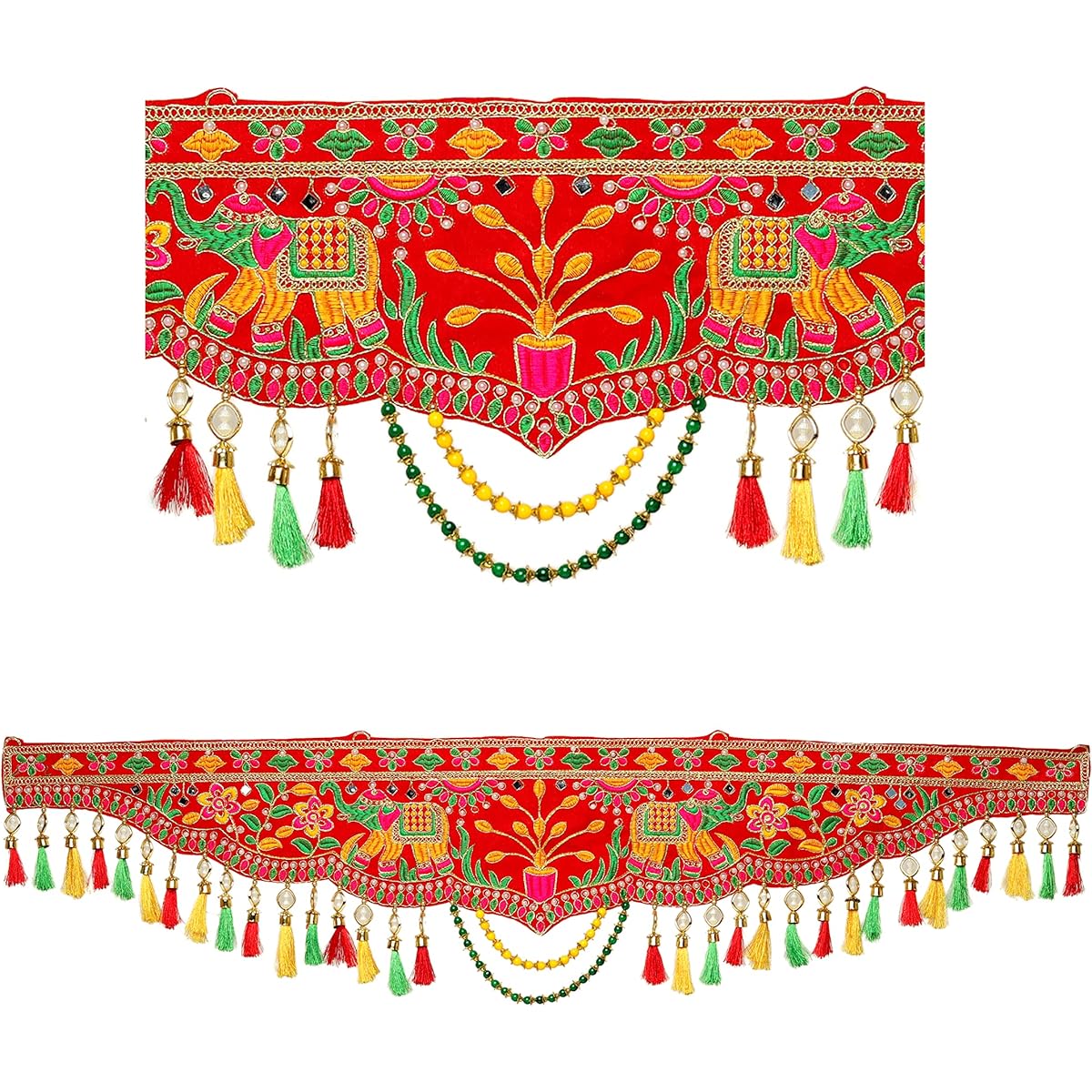 Aditri Creation Red Toran Multicolor Vassel Garland Door Toran Decoration Traditional Bandhanwar for Hanging Indian Wedding Navratri Festival Puja Decoration Gift Home Entrance Temple Mandir Decor Multicolor, Red