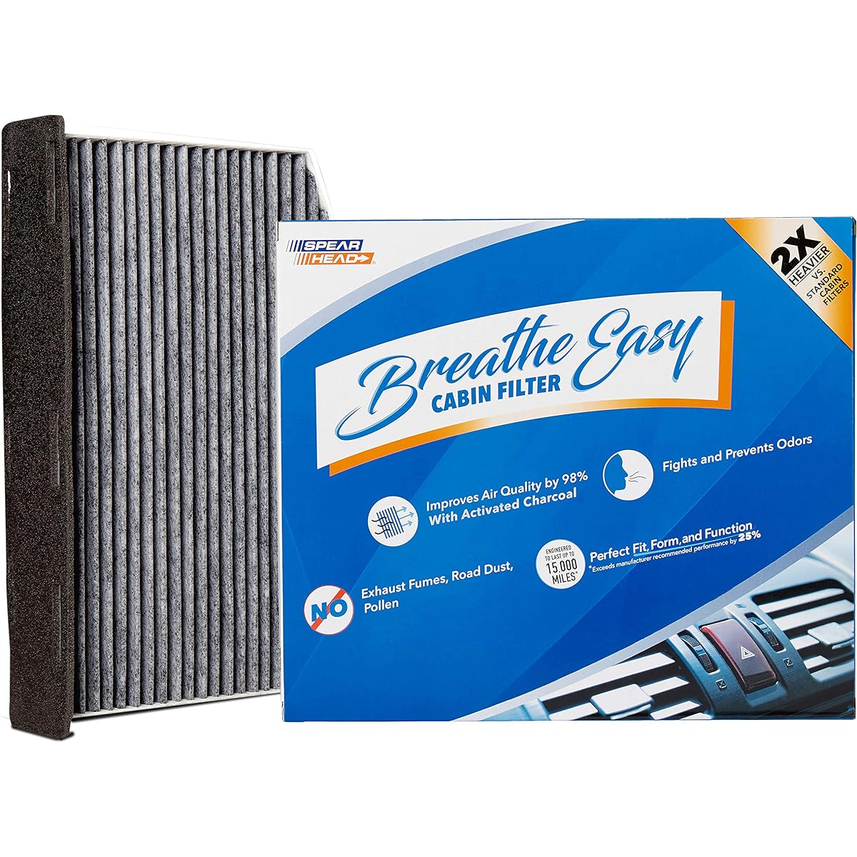 Spearhead Premium Breathe Easy Cabin Filter, Up to 25% Longer Life w/Activated Carbon (BE-373)