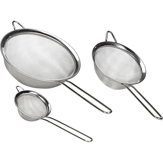 Kela Strainer Silver Size: ∅20cm, ∅14cm, ∅8cm, Mesh Colander & Coffee Strainer 3P Set 11074 11074