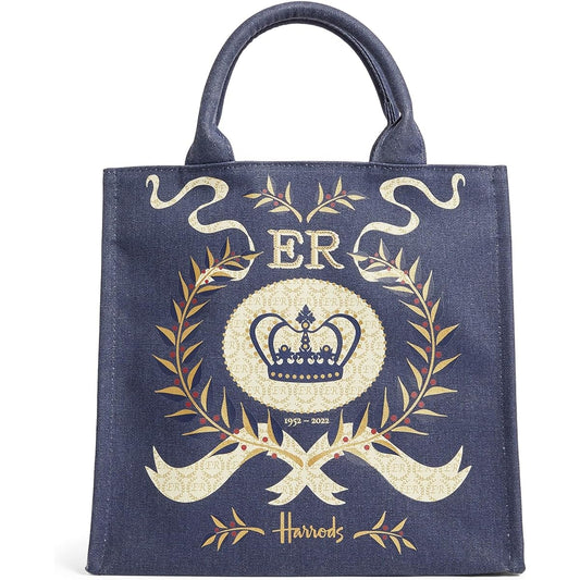 UK Harrods 2022 Platinum Jubilee Queen's Platinum Jubilee Shopper Bag Navy [Parallel Import]
