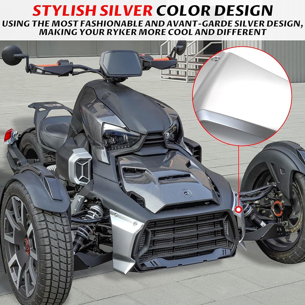 SAUTVS Silver Color Front Greater Rim CAN-AM Ryker Lower Grill Protector CAN AM RYKER 600 900 Sport & Ryker RALLY EDITION All model accessories (OEM 219400947 replacement)