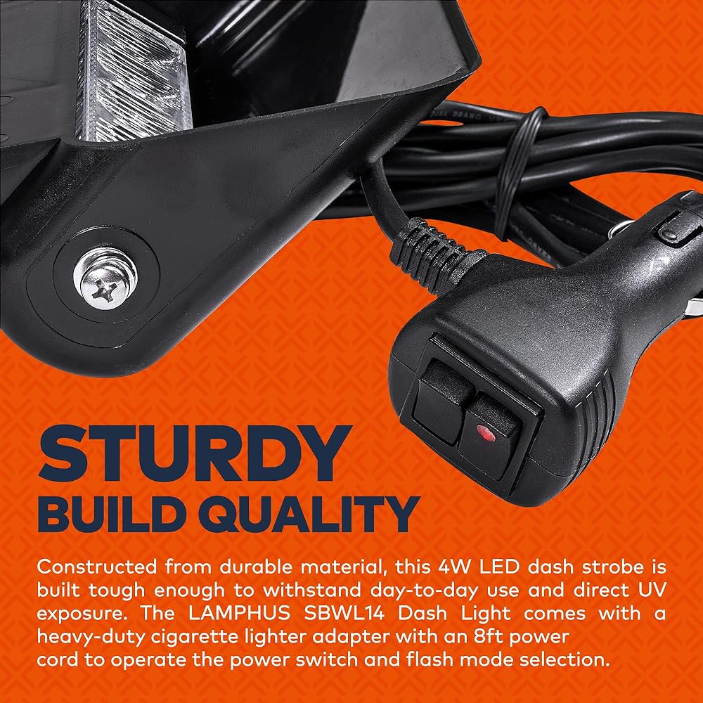 Ultra-high brightness 4 LED Low Profile Front Glass Mount Deck Dash Dash Emergency Strobe Yellow SBWL14-AB