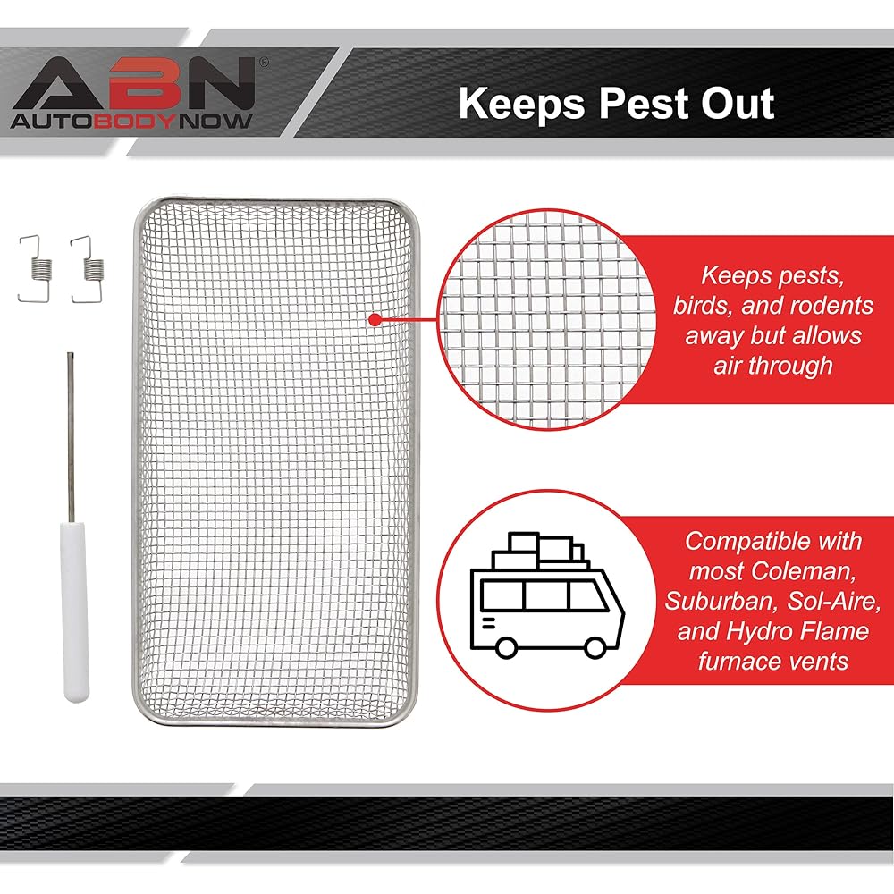 ABN RV Furnace Vent Cover Replacement & Installation Tool, 4.1in x 7.5in x 1.3in Camper Trailer Bug Insect Screen