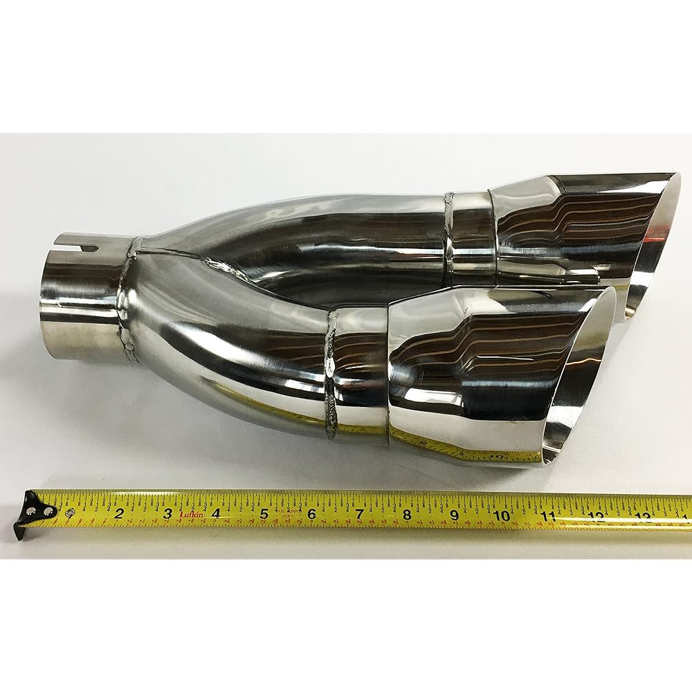 Exhaust tip 3.00 inch inlet 4.00 inch outlet length 16.00 inch dual tilt angle stainless steel stainless steel WMS8304016-300-SS Wadeon exhaust tip
