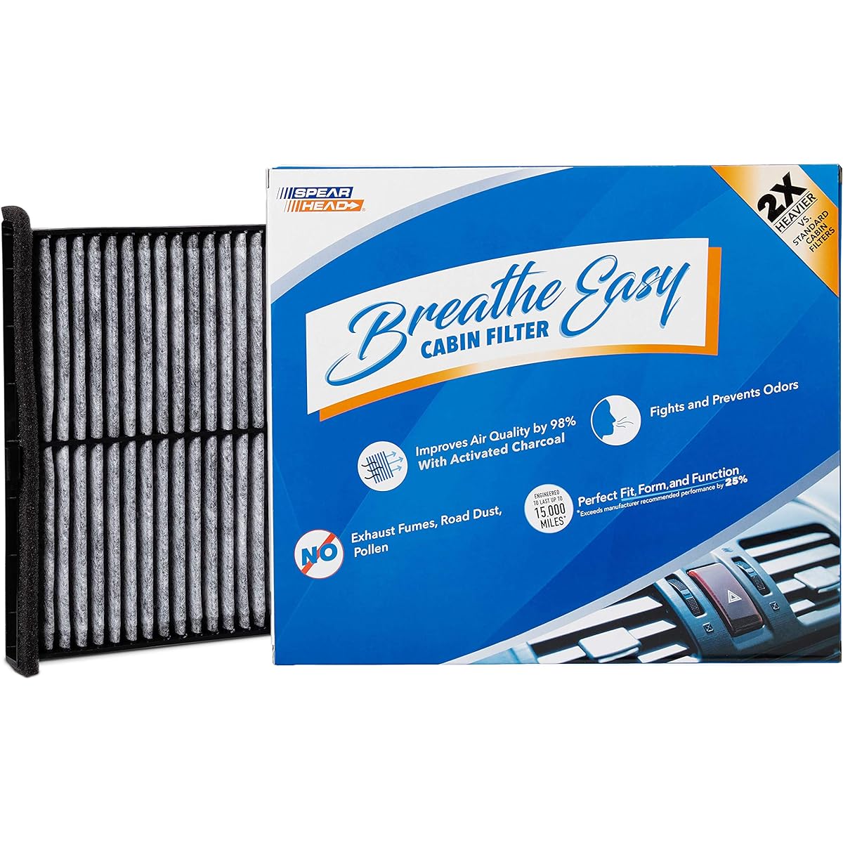 Spearhead Premium Breathe Easy Cabin Filter, Up to 25% Longer Life w/Activated Carbon (BE-811)