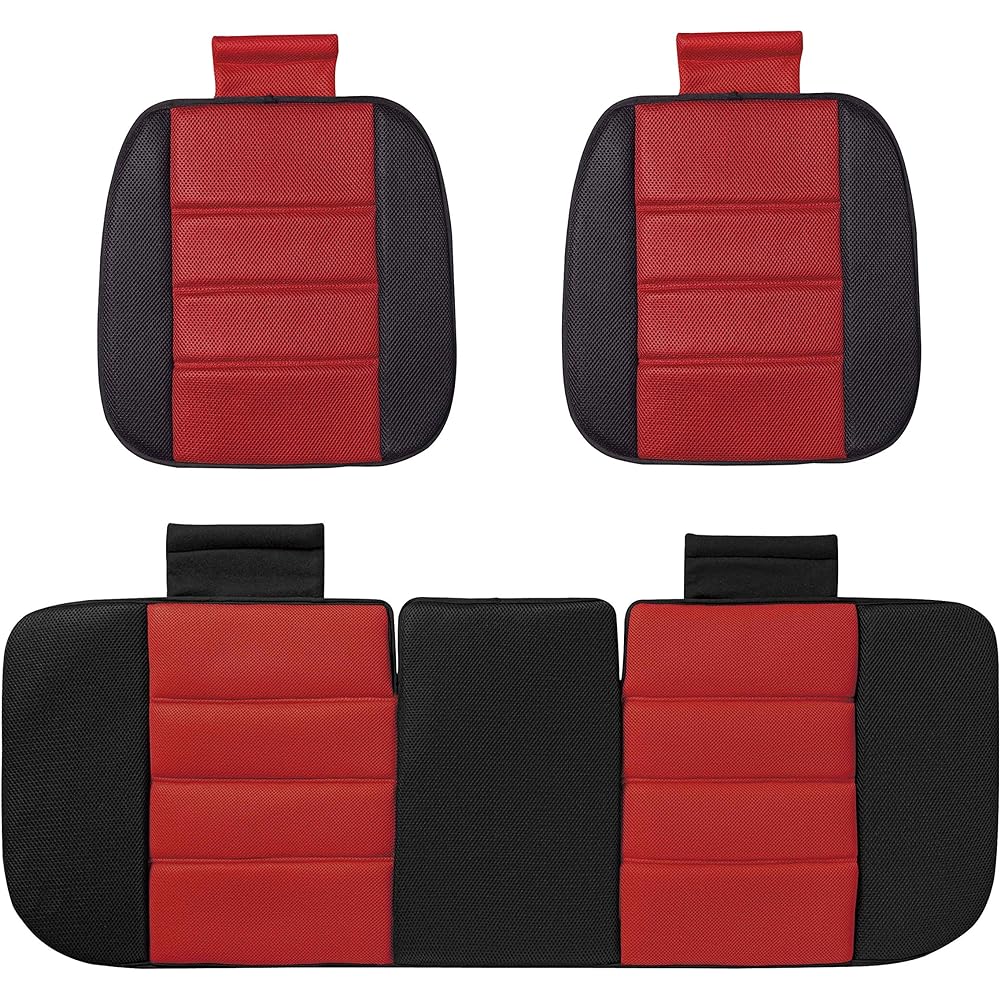 BONFORM Seat Cushion Mesh Fit for 1 Light/Regular Car (2 Front Seats & Rear Seat) Set Low Resilience Urethane Red 5339-93R