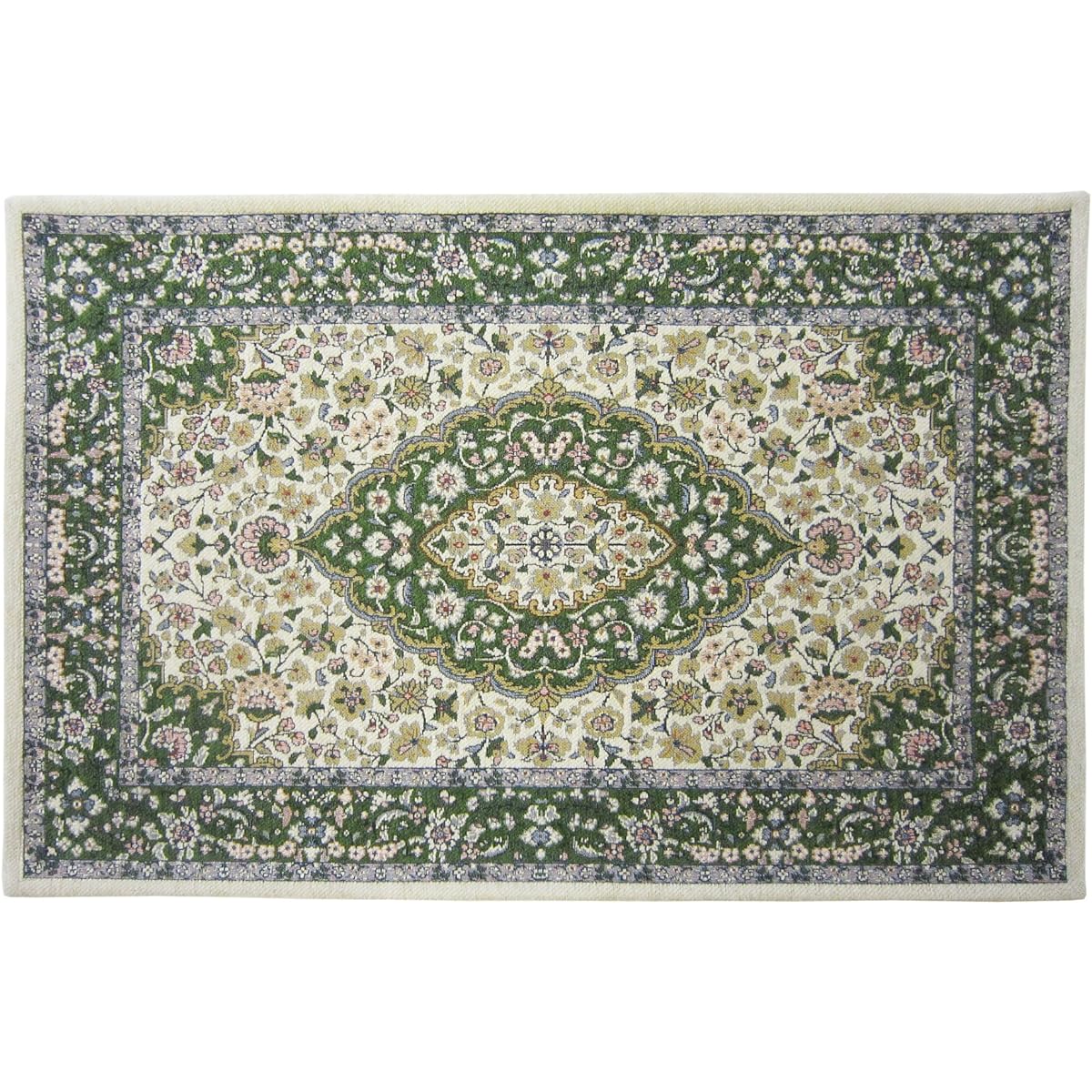 Machine washable! Gobelin woven mat with soft texture using mall thread 90x150cm Kum/Green