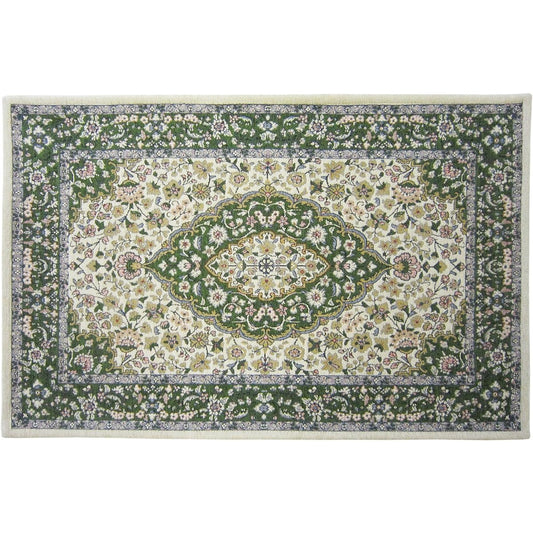 Machine washable! Gobelin woven mat with soft texture using mall thread 90x150cm Kum/Green