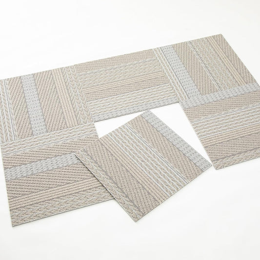 Kawashima Textile Cercon Cable Knit III Unit Rug Tile Carpet Light Gray 50 x 50cm UR2202 6 pieces/1 case Made in Japan