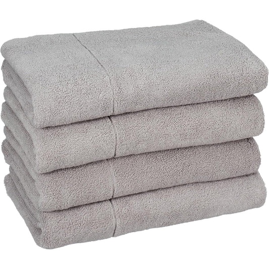 MUJI Plump Pile Bath Towel, Set of 4, 60 x 120cm, Light Gray/Soft 83429553