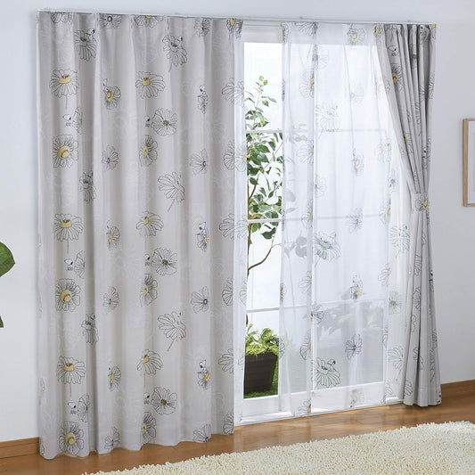 Peanuts Snoopy 2nd grade blackout heat shielding curtain + lace curtain set of 4 flower width 100 x 200 cm length KO-1/KO-2