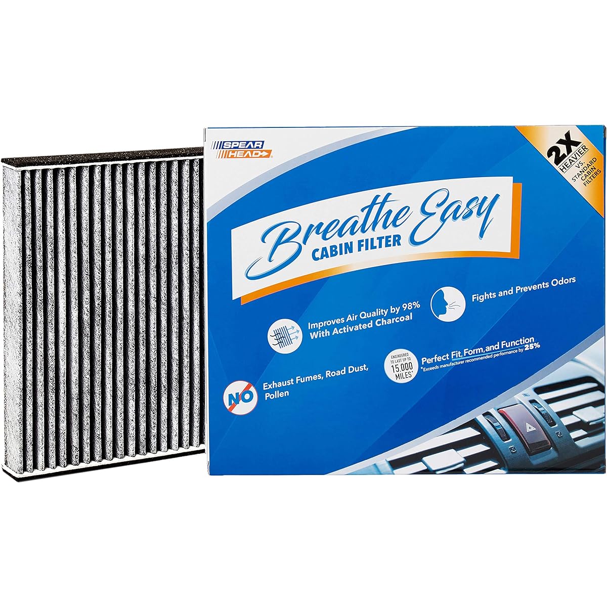 Spearhead Premium Breathe Easy Cabin Filter, Up to 25% Longer Life w/Activated Carbon (BE-285)