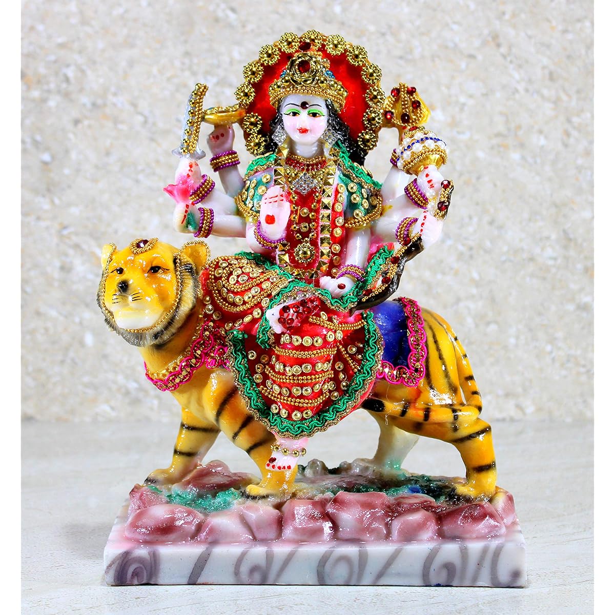eSplanade Maa Durga Matarani Deity Statue Murti Moti Home Mandir (25.4cm/10inch) Durga Maa Matarani Mata Sherawali