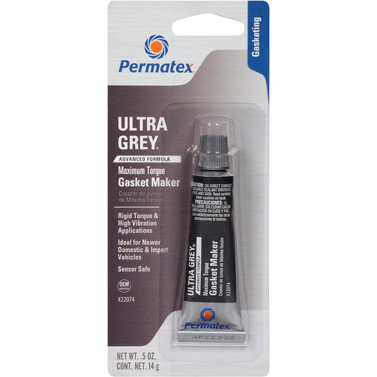 (Pack of 1, 0.5 oz.) - Permatex 22074 Ultra Grey Rigid High-Torque RTV Silicone Gasket Maker, 15ml