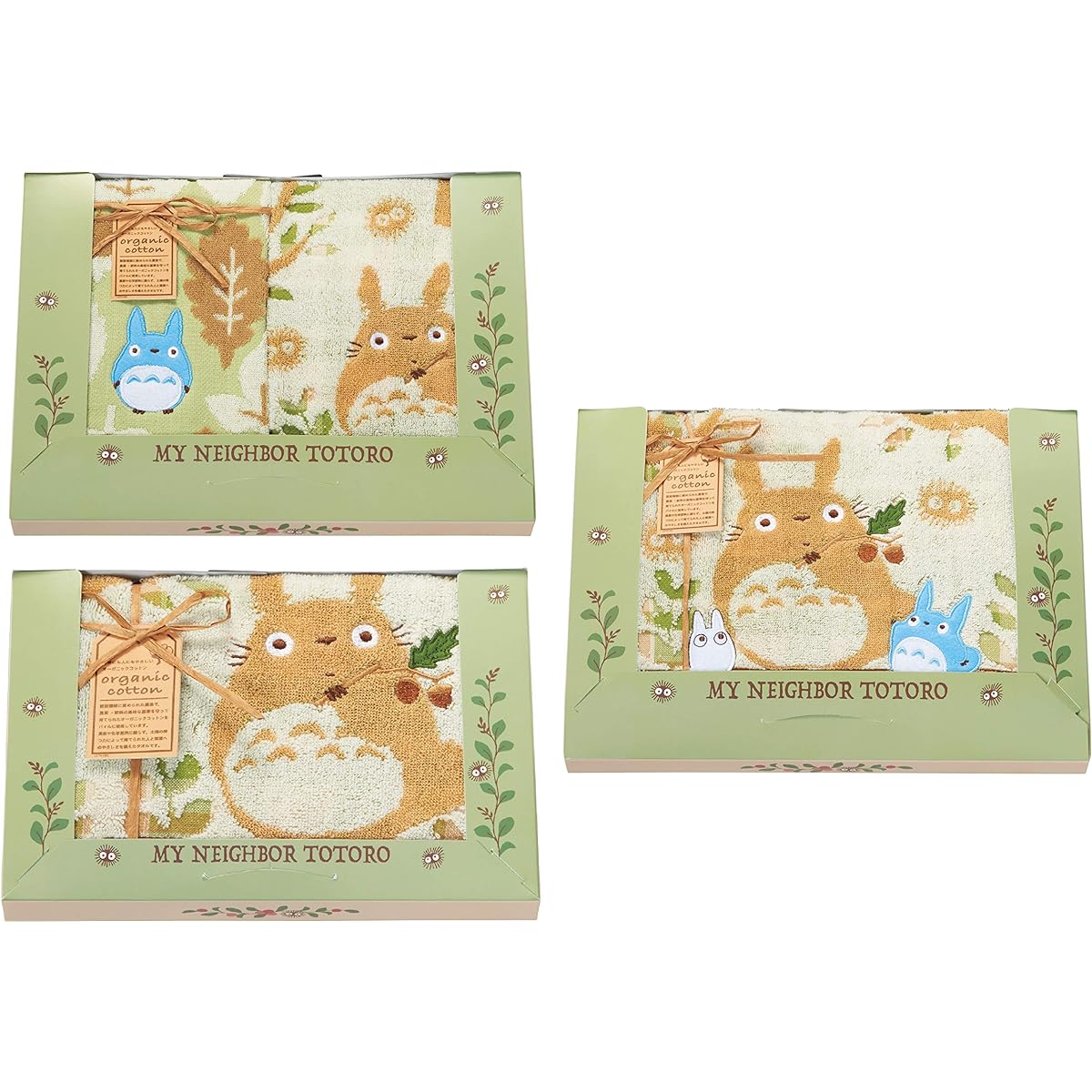 Marushin Towel Gift Greeting Moving Ghibli My Neighbor Totoro Acorn and Totoro 1105039900 TT-7150 2 hand towels/1 face towel/1 bath towel