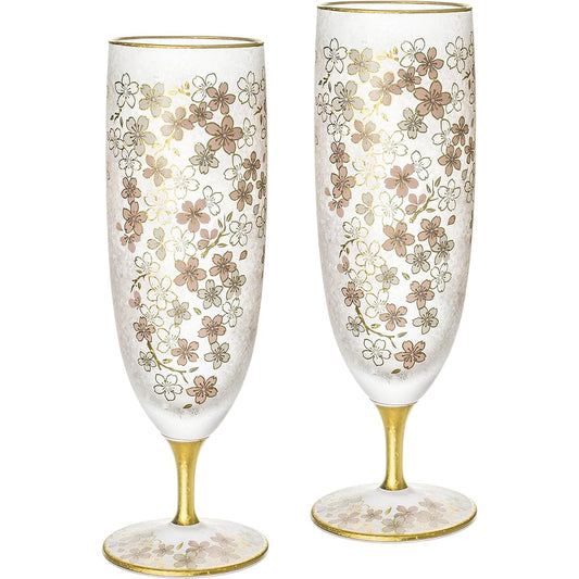 Adelia Beer Glass Pair Set El Dorado Cherry Blossom 360ml [SAKURA/Beer Glass] Made in Japan Present in Cosmetic Box Birthday Gift Present S-6108