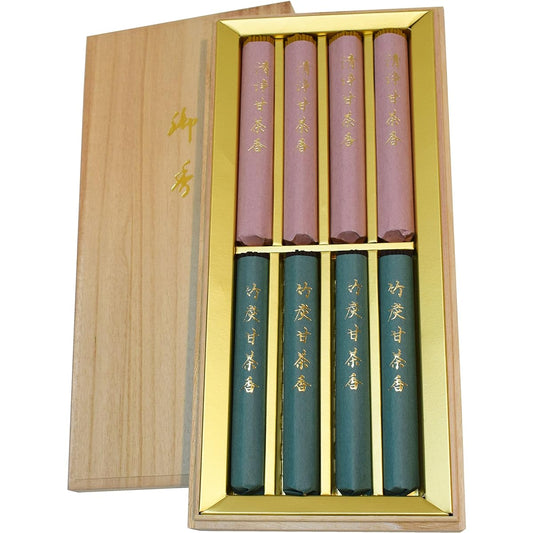 (Packaged item with gift tag, name can be engraved) Awaji Umekundo's gift incense, condolence offering, offering, present incense, gift, luxury incense gift, pure bamboo charcoal sweet tea incense, 8 bundles, paulownia box, 49 days, 1 Third Anniversary M