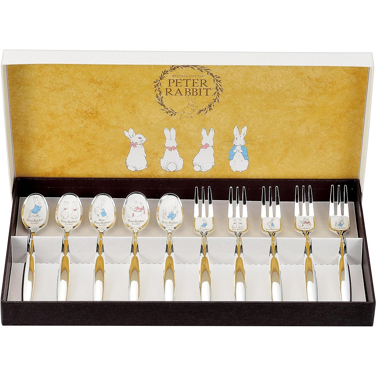 Asahi Peter Rabbit Cloisonne Spoon/Fork (Silver Finish) Set of 10 PR-0152