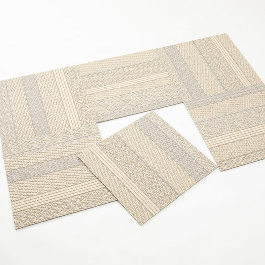 KAWASHIMA SELKON TEXTILES Cable Knit III Unit Rug Tile Carpet Ivory 50 x 50cm UR2201 6 pieces/1 case Made in Japan