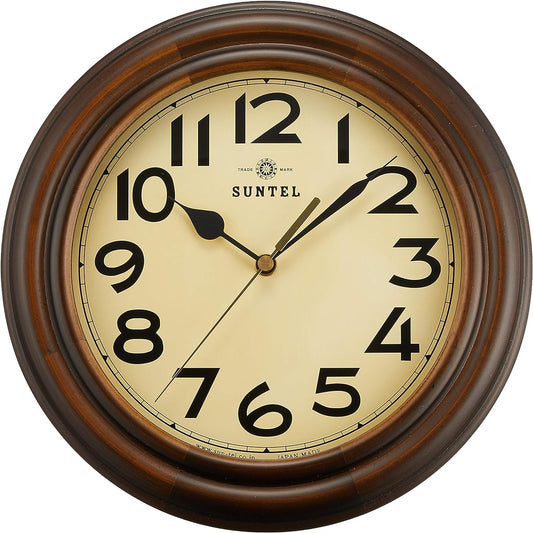 Suntel Made in Japan Made in Japan TRDE_MARK Retro Radio Controlled Clock Stand Antique Brown DQL668