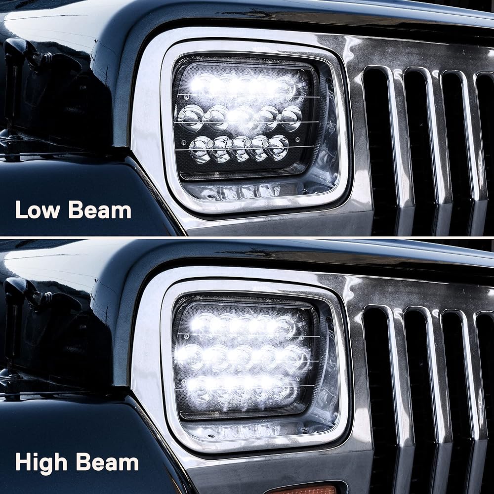 True Mods 7x6 5x7 LED Headlight H6054 H5054 Black [Low/High Sy -India Beam] Jeep Langler YJ Cherokee XJ Pickup Track Ban Chevrolet GMC Ford Toyota Nissan Buick Dodge Premas Chevrolet