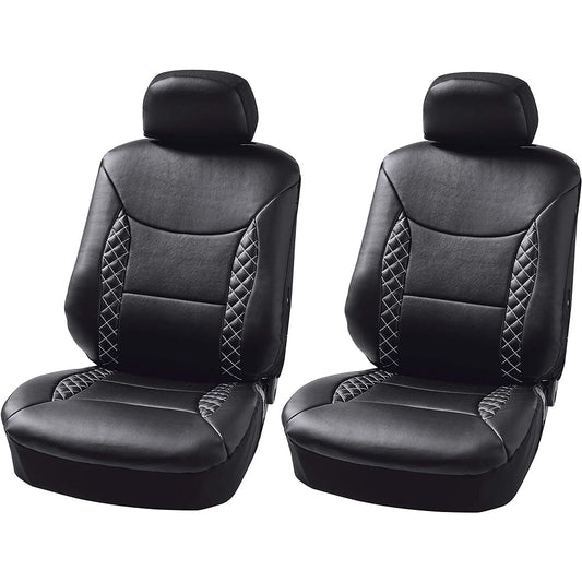 BONFORM Seat Cover Custom Quilt Light/Regular Car Front Seat Set of 2 Back Full Cover Bucket Black 4369-71BK