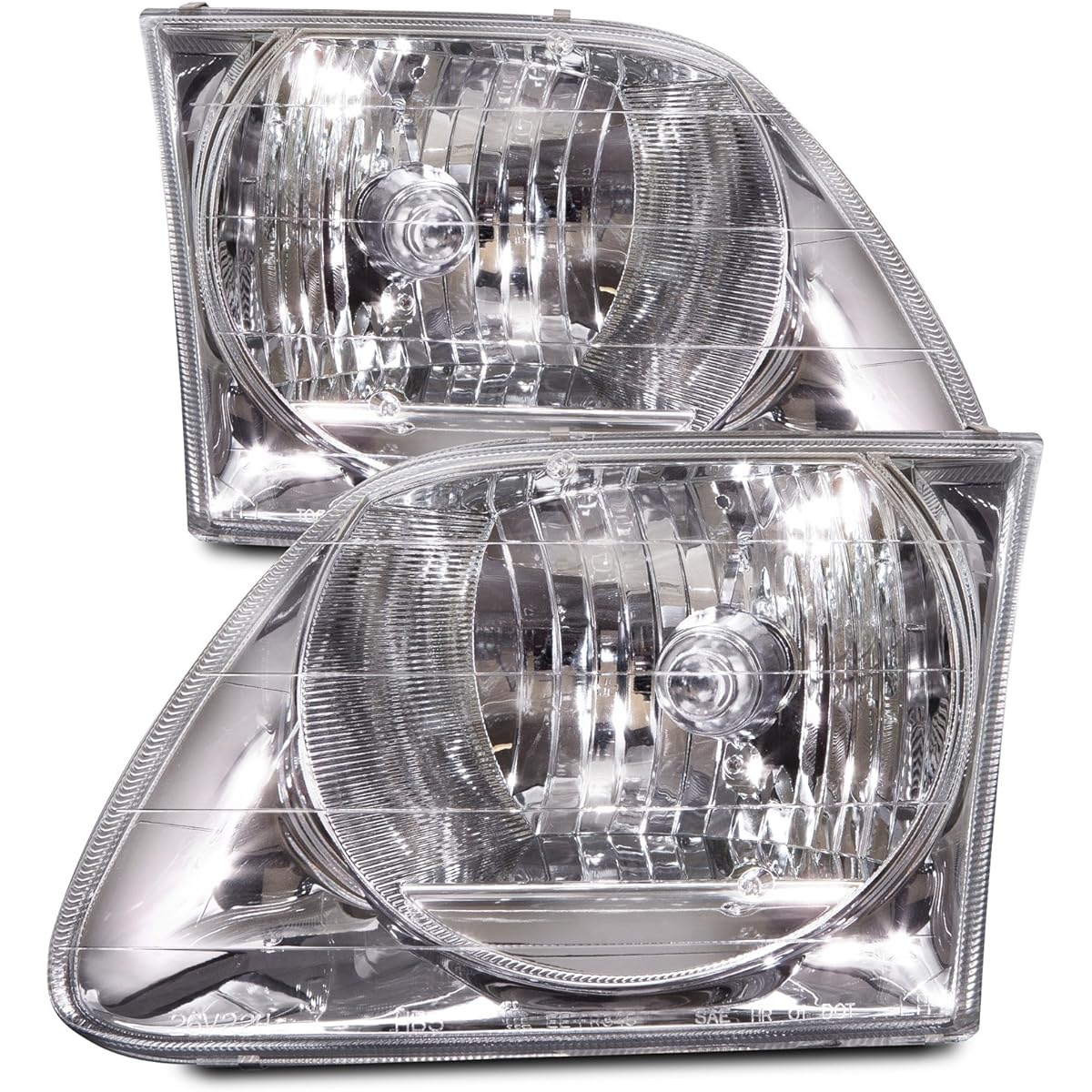 HEADLIGHTSDEPOT Chrome Housing Halogen Light Style Headlight Ford Expedition F-150 with a left driver and a head lamp on the right side seat side