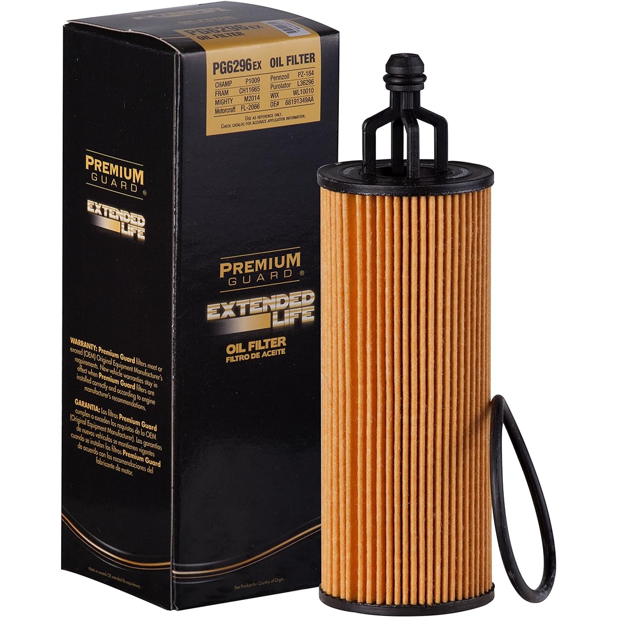 PG6296EX Long-life oil filter up to 10,000 miles | Confirm to various models of 2023-14 of Jeep, Dodge, Crisler, Lamb, Volkswagen