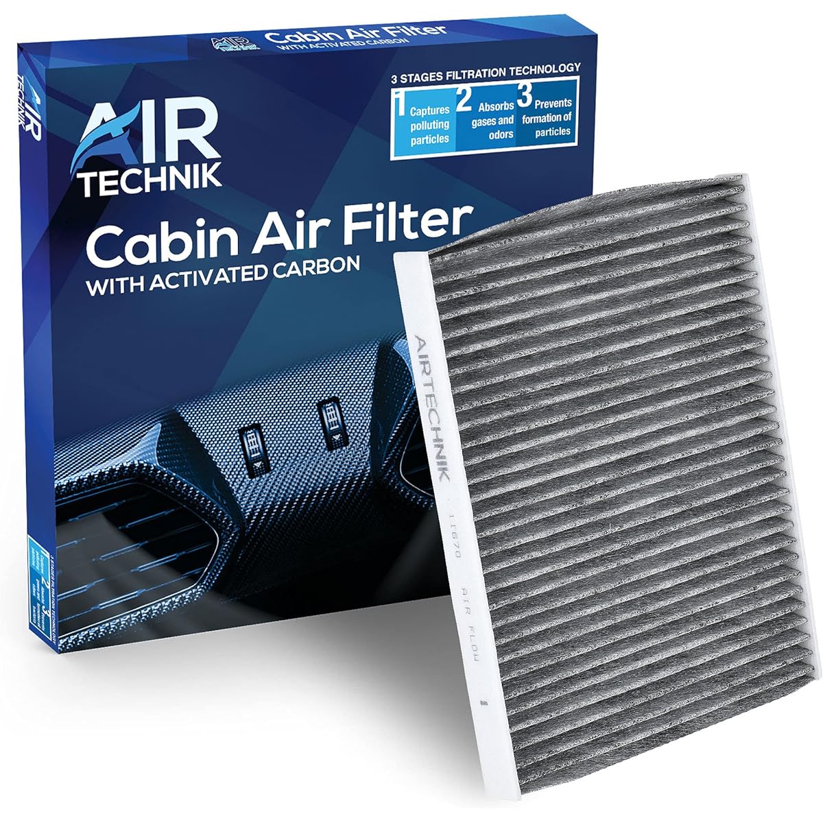 AirTechNik CF11670 Cabin Air Filter with Activated Charcoal | Ford Ecosport 2018-2022 FIESTA 2011-2019 -BE8Z-19N619-A