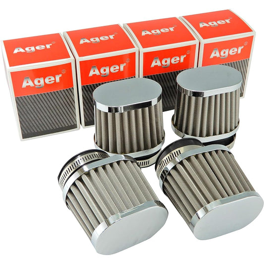 Ager 50mm Oval Power Filter, Stainless Steel, Silver, 4 Pack