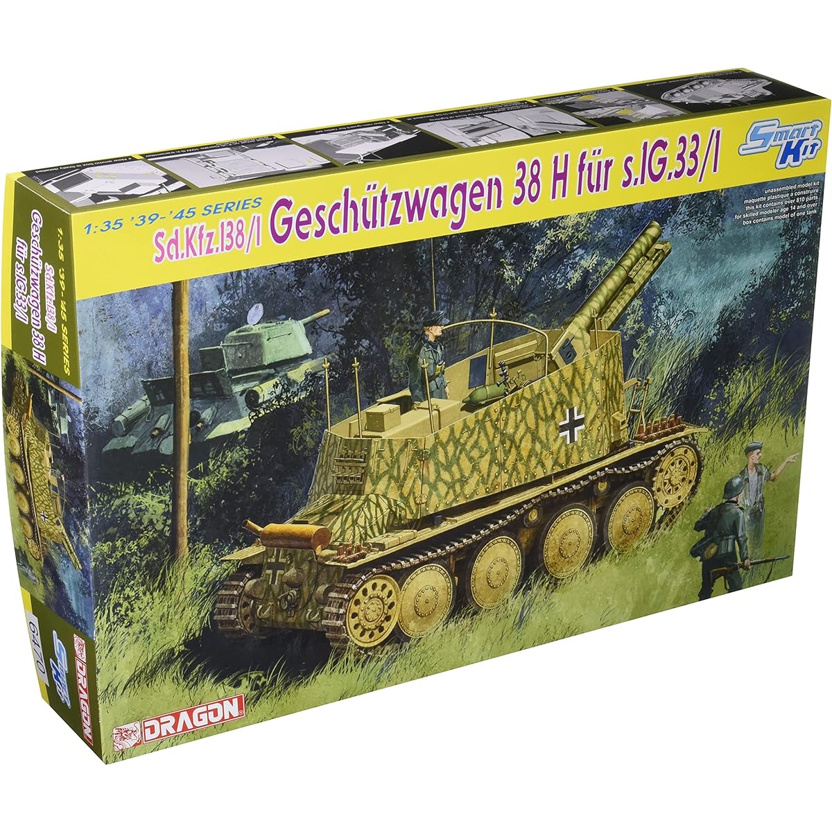 Dragon 1/35 World War II German Army Sd.Kfz.138/1 Geschutzwagen 38H s.IG33/1 Grillet H Plastic Model DR6470