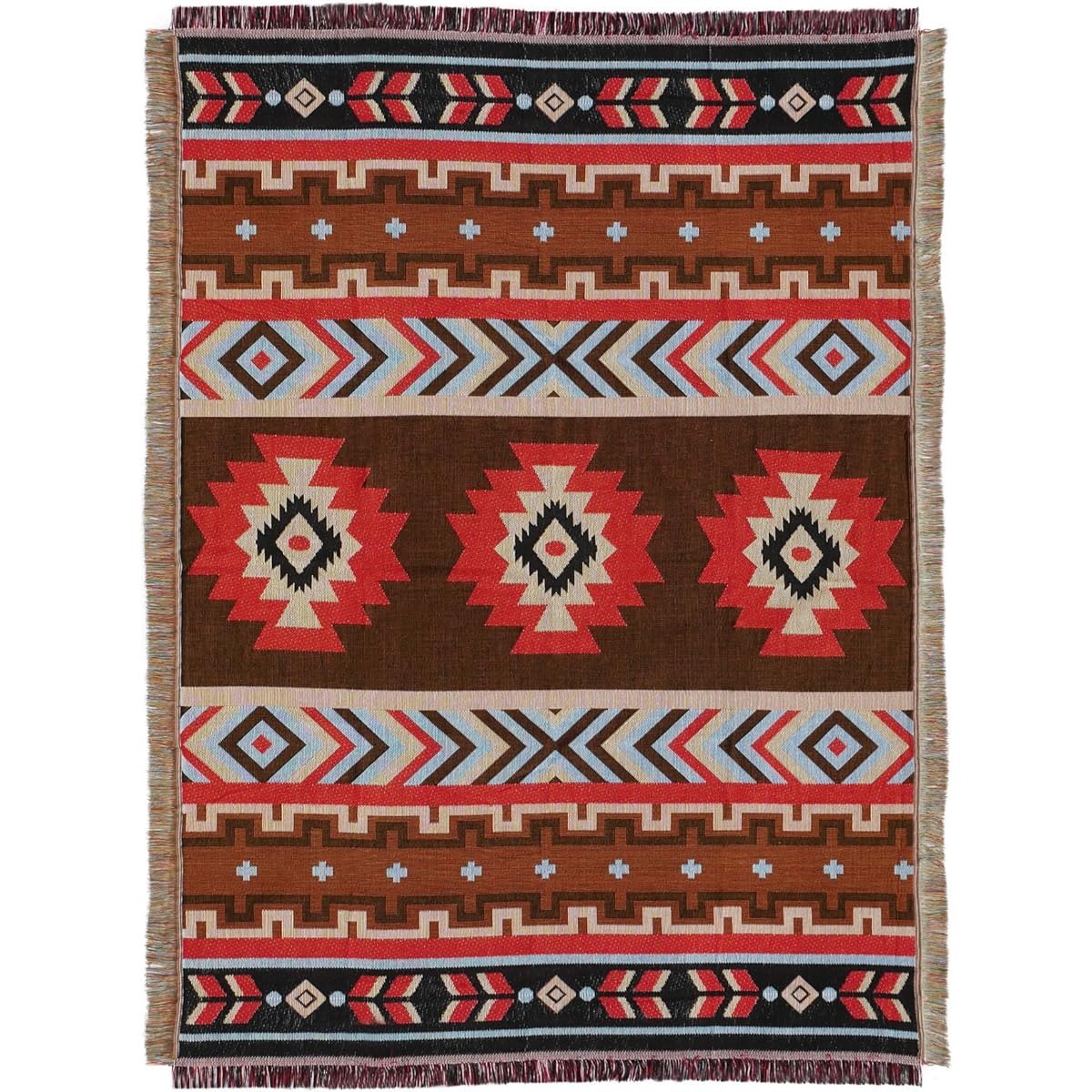 [DIOSARK] Multi-rug Leisure Sheet Camping Outdoor Blanket Cover Multi-cover Picnic Mat Cloth Large Rug Scandinavian Style Ethnic Pattern Native Pattern (W180cm x D130cm, Design A)