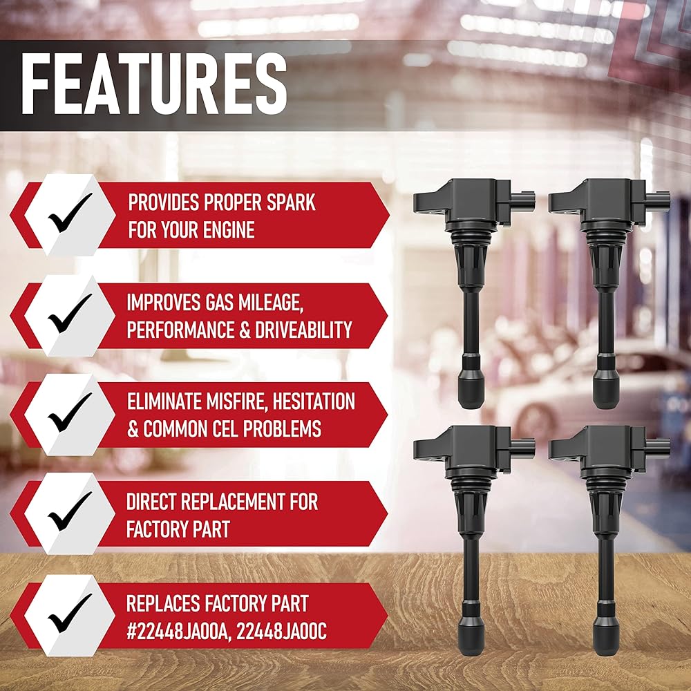 Ignition Coil Pack 4 pieces-Correspondence to Nissan & Infinity vehicles-2007-2017 Altima 2.5L Centrogue Cube VERSA, QX60, FX50, M56-22448JA00C 22448ED00 22448JA00A UF549