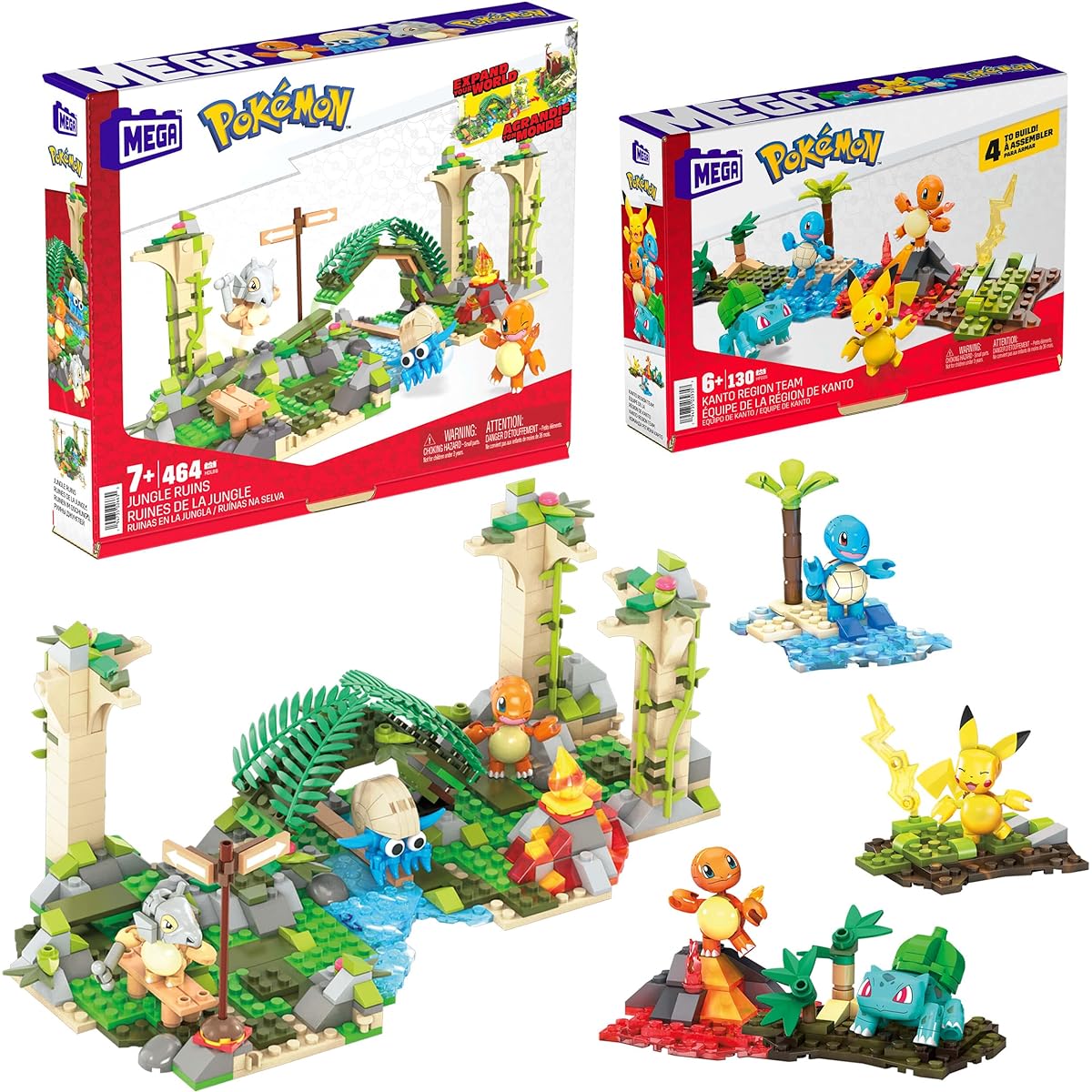 MEGA Pokemon Kanto - Local Team & Hakken! Ancient Ruins in the Jungle - Set of Charmander, Caracalla, and Omnight