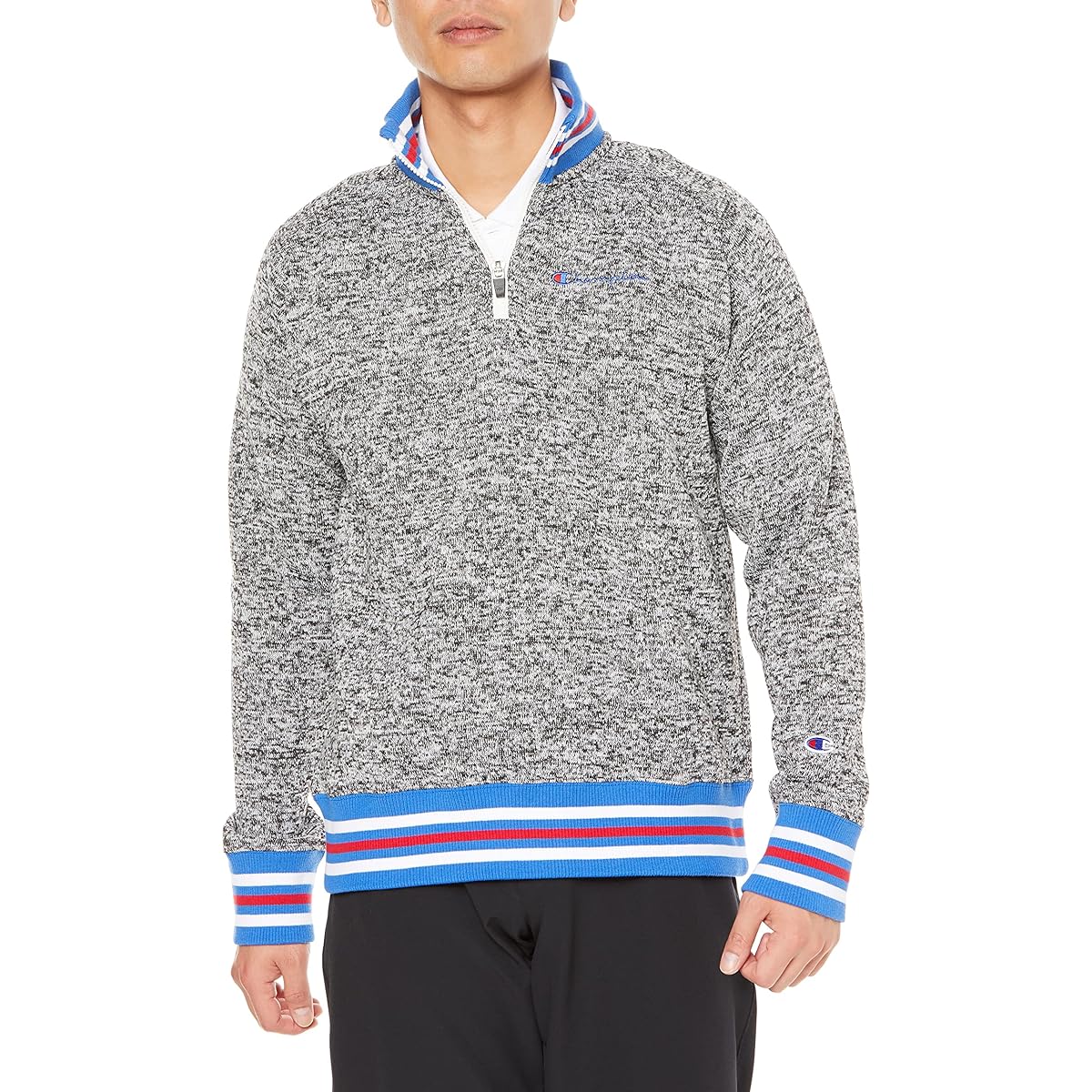 Champion C3-WG608 Men's Long Sleeve Static Care Script Logo Half Zip Jacket