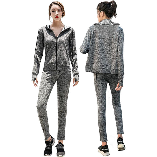 [NANE] Women's Sauna Suit [Popular, Used by Celebrities, Heavy Sweating] Diet Wear, Stretch, Top and Bottom Set, Hooded, Washable