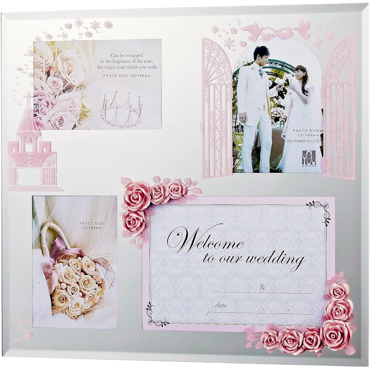 Eternal Rose Photo Frame 4 Window Light Pink HF-04012