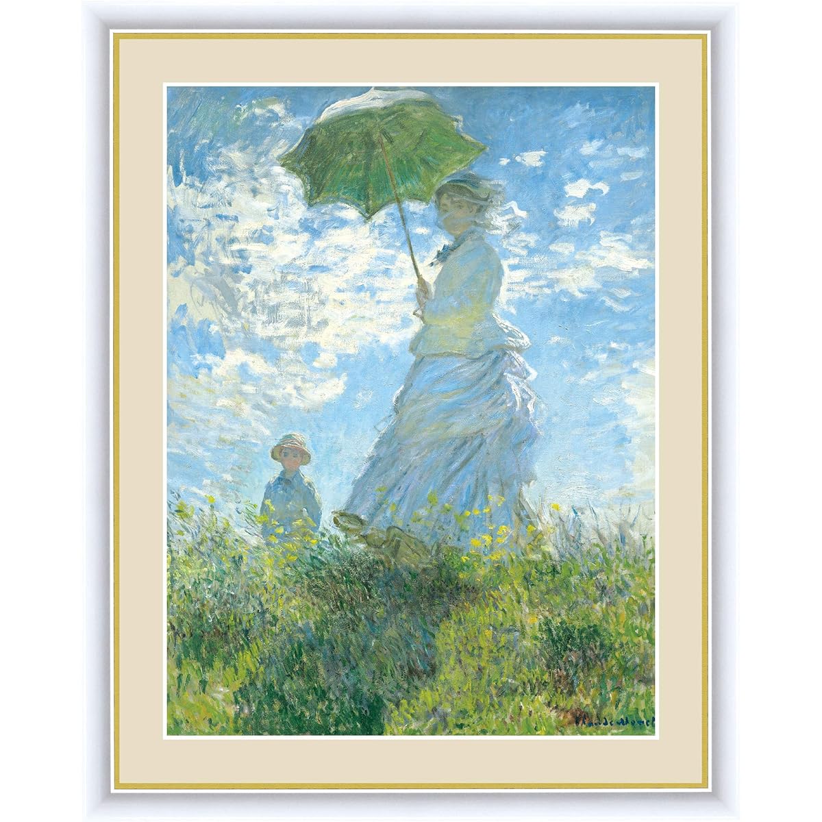 Impressionist Claude Monet Painting Framed World Famous Painting Interior Art (F4/42×34cm, Walking, Woman Holding a Parasol)
