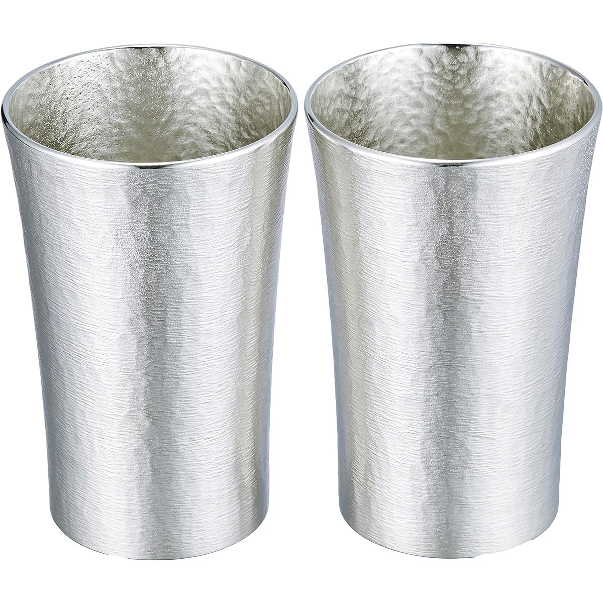 Osaka Tinware Stylish Tin Beer Cup Tumbler Silver φ6.5 x H10cm 200cc Silky Series Standard Pair 16-1-2 2 pieces