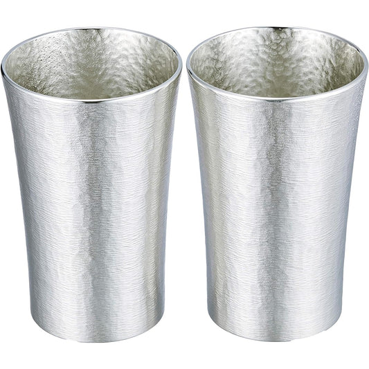 Osaka Tinware Stylish Tin Beer Cup Tumbler Silver φ6.5 x H10cm 200cc Silky Series Standard Pair 16-1-2 2 pieces