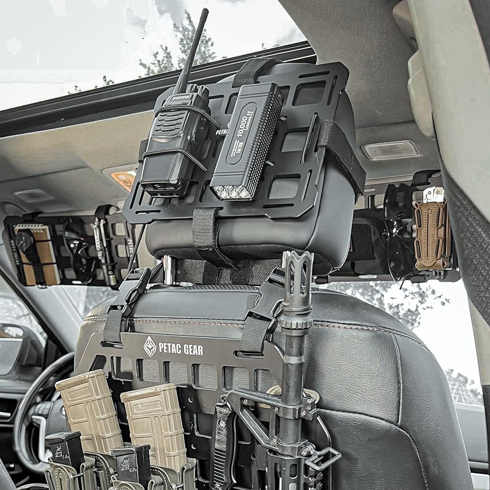 PETAC GEAR Rigid MOLLE Panel Car Headrest Organizer Track Mount Panel Tactical Gear Dark Earth