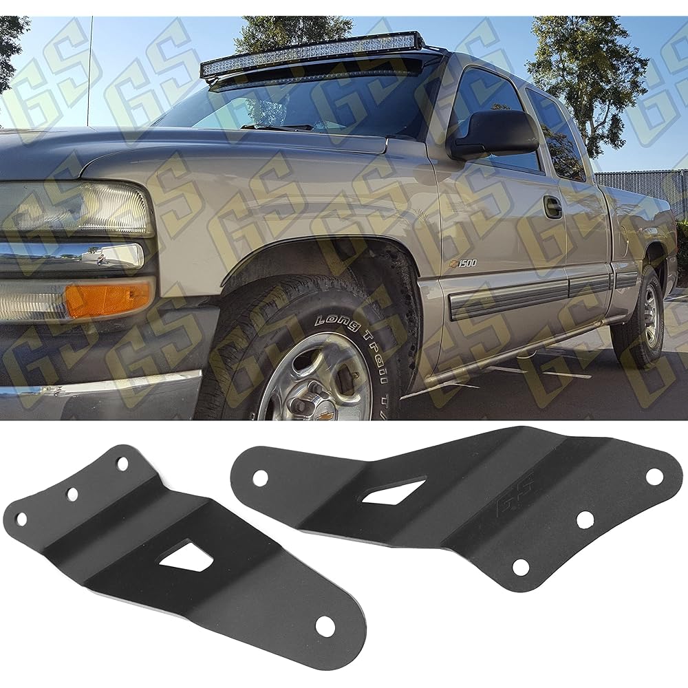 GS POWER upper windshield mount LED Light Burracket (50, 52, 54 inch selection straight or curve) 1999-2006 Chevrolet Sylvarad Avalant Sarbanto Taho & GMC Sierra Ucon