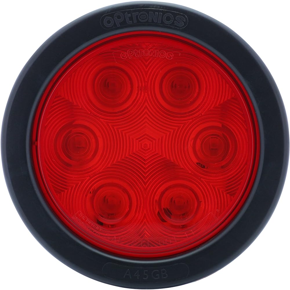 OPTRONICS STL13RK Red Lens 4 inch round Shield LED Tail Light Kit