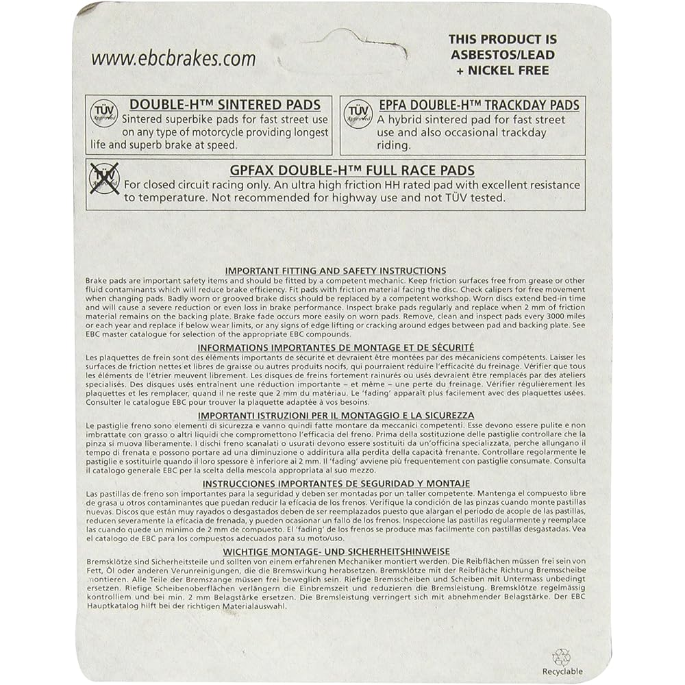 EBC brake FA18HH disc brake pad set