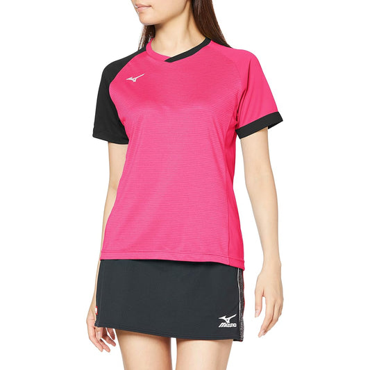 Mizuno 82JA0203 Women's Table Tennis Wear, Game Shirt, Short Sleeve, Easy to Move, Sweat Absorbent, Quick Drying, Standard JTTA Approved